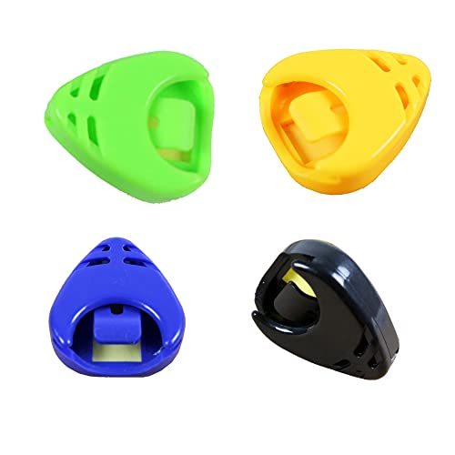 Rayzm Lot de 4 supports en plastique pour médiators de guitare, bleu, vert, jaune et noir - Les Beatles, Paul McCartney, John Lennon, RIngo Starr, George Harrison Rayzm Lot de 4 supports en plastique pour médiators de guitare, bleu, vert, jaune et noir