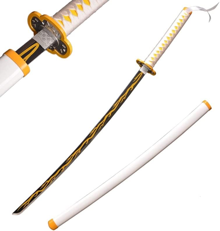 Sword Valley Demon Series Anime Sword - Slayers Katana?40.9" Length?Anime Original Texture Carbon Steel Blade Carving Symbol?Non-Slip Grip?for Cosplay & Display Agatsuma Zenitsu
