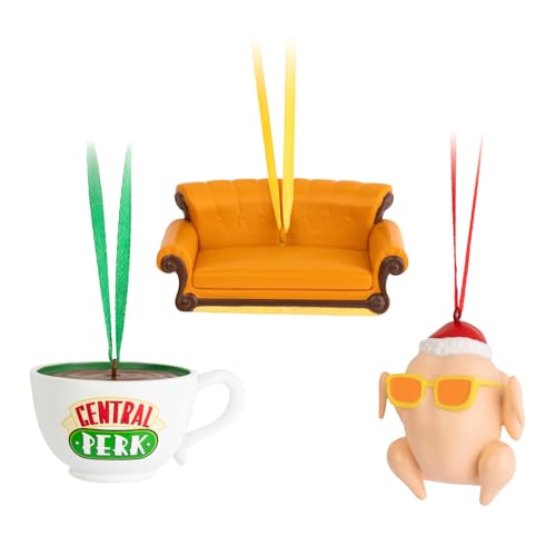 Erik Friends Christmas Ornaments - Set of 3 Hanging Ornaments: Cup, Turkey & Sofa - Friends TV Show Gifts - Christmas Decorations