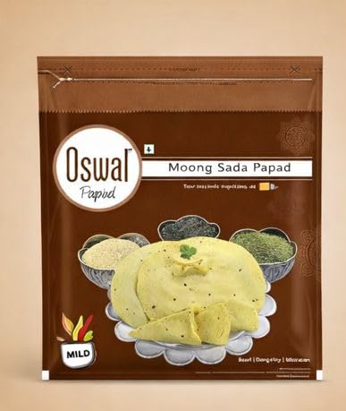 Oswal Moong Sada Papad 400g papad in fresh Indian snack papad pappadum-image-11