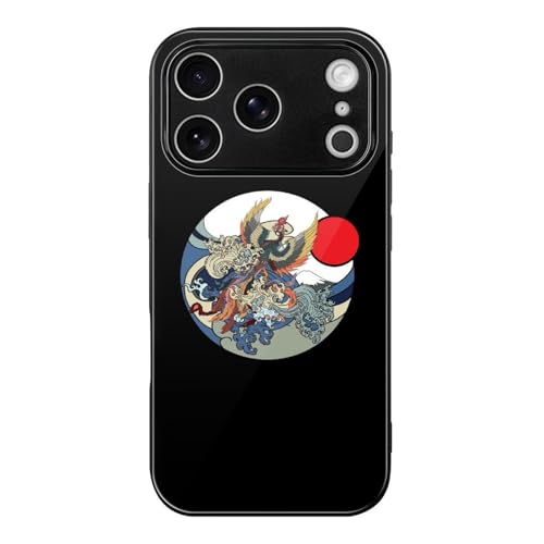 iPhone17Pro用ケース 和風 和柄 鳳凰 スマホケース 強化ガラス TPU 傷付き防止 軽量 黄変防止 アイフォン17Pro用 脱着簡単 おしゃれ iPhone17Pro携帯カバー