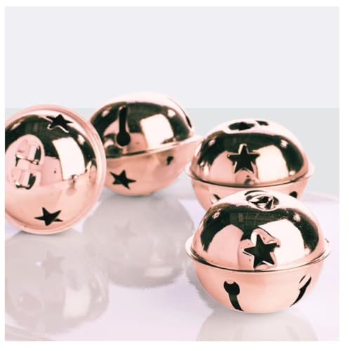 Factory Direct Craft Package of 16 Rose Gold Metal Jingle Bells with Star Cutout for Holiday and Home Decor and Embellishing (2 inch)