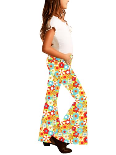 Image of Deerose Girls Halloween Hippie Bell Bottom Pants High Waist Flare Pants 5-14 Years