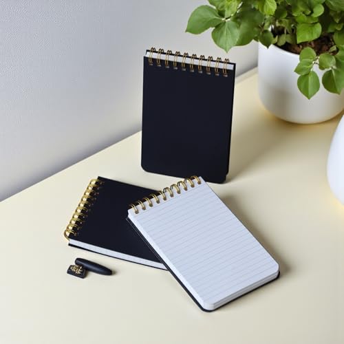 Image of INNAXA Small Pocket Notepad Ruled | Gold Wiro | Pocket-size Note Pad Line,perfect for office,or personal use Notebook 60 Pages,80 GSM Paper (Black, Pack of 6)