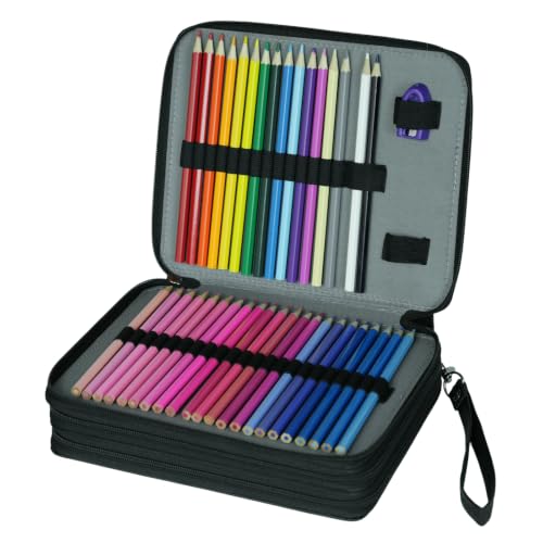 Image of 120 Slot Colored Pencil Case PU Leather Color Pencils Holder Organizer for Watercolor Pens Markers