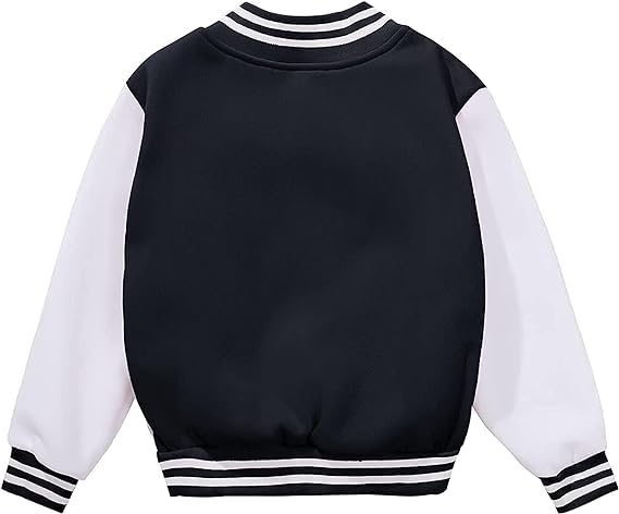 Kids Varsity Jacket Girls Baseball Jacket Boys Bomber Outwear with Pocket Coat3