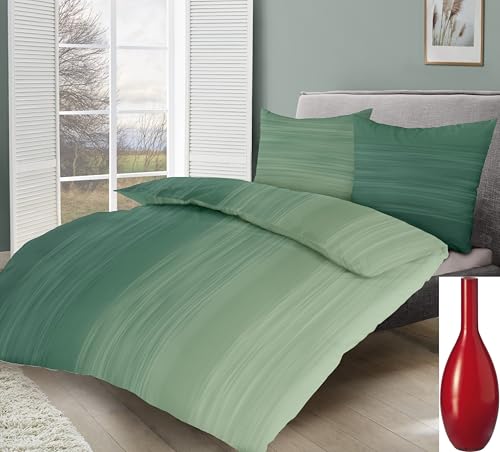 *** Dormisette Bio Biber Bettwäsche Made in Germany mit Reißverschluss Fein-Biber 135x200 80x80 (6512 grün) ***