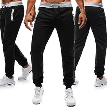 Suwangi Trainingsbroek voor heren, joggingbroek, sportbroek, jogger, fitnessstudio, hardlopen, konisch toelopend met ritszakken, zwart, XXL