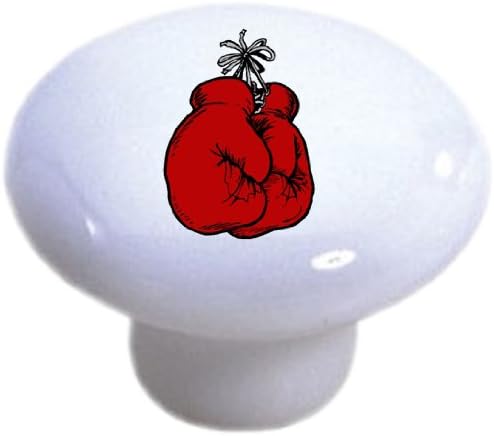 Set of 2 Boxing Gloves Ceramic Cabinet Drawer Knobs
