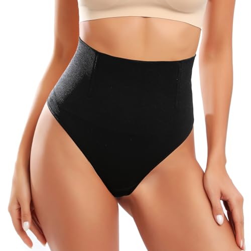 Tuopuda Shapewear Damen Bauchweg Unterhose Mieder String Tanga Slip Miederhose Mittlere Taille Miederslip Figurformende Shaping Unterwäsche Miederpants Nahtlos Body Shaper, Schwarz, XS
