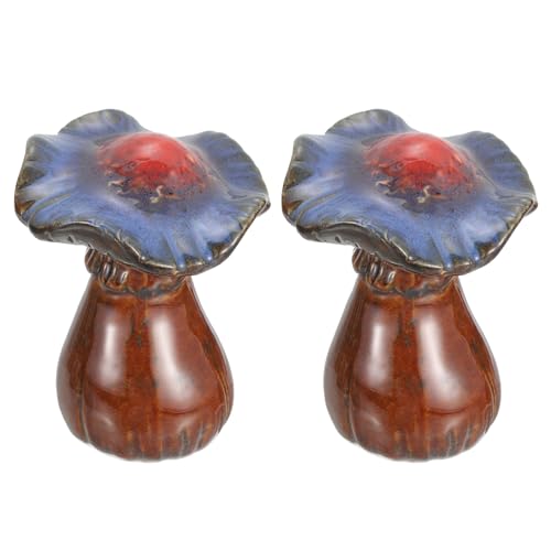 Cache-boulons de toilettes céramique forme champignon marron marine 7,3x9cm - 2