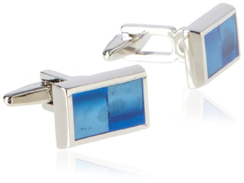 Kenneth Cole Reaction Men's Enamel Cufflinks, Silver/Blue, One Size