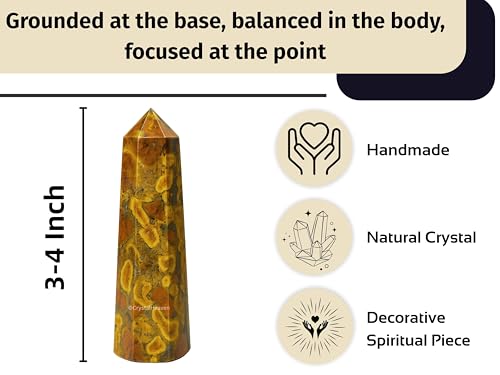 Image of Certified Fruit Jasper Crystal Tower Obelisk Point For Chakra, Healing And Balancing - Aaa Grade Original Certified Gemstone Agate For Reiki Meditation Yoga Spiritual (3-4 Inches)