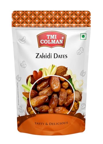 Image of TMI Colman Zahidi Dates 500g | Premium Dry & Firm Khajoor | 100% Natural | No Added Sugar or Preservatives | Rich in Fiber & Energy | Hygienically Packed | Vegetarian