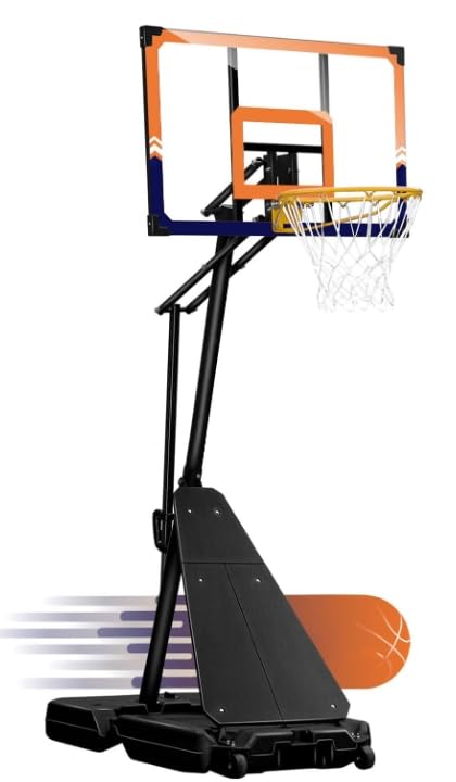 WIN.MAX Portable Basketball Hoop Quickly Height Adjusted 4.9-10ft Outdoor/Indoor Basketball Goal System with 44 inch Backboard and Wheels for Adults