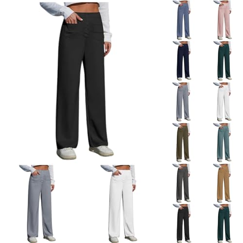 Work Pants Women Stretch, High Waisted Wide Leg Business Casual Trousers Women's Dress Pants with Pockets