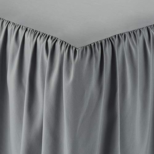 Image of Amazon Basics Wrinkle Resistant Machine Washable Ruffled Bed Skirt, Fade Resistant 100% Microfiber with 16 inch Drop, Queen, Dark Grey (Pack of 8)