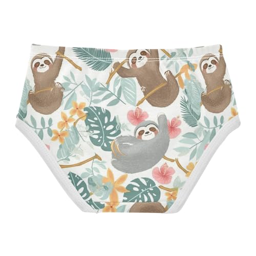 Wusikd Sloths Tree Branches Girls' Underwear Cotton Tropical Leaves Girls Briefs Soft Toddler Underwear 2T2