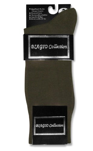 3 Pair of Biagio Solid Men's OLIVE GREEN Color COTTON Dress SOCKS3