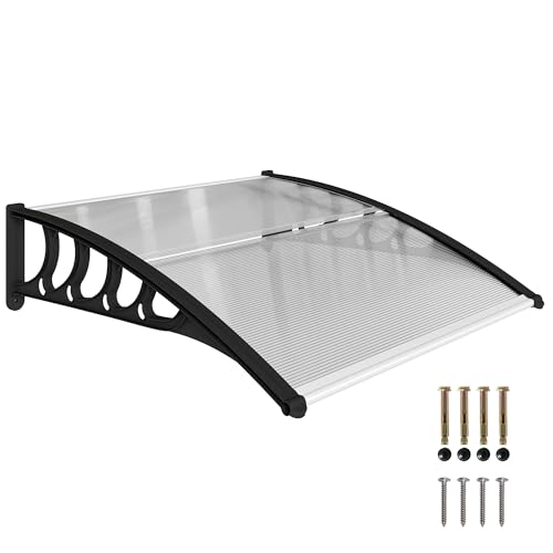 Outsunny Pultvordach Vordach für Haustür 103 x 96,5 x 27 cm Überdachung mit UV Schutz, Regenschutz Sonnenschutz für draußen Aluminium-Verbindungstangen Transparent