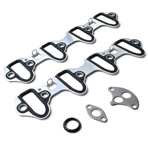 Image of Intake Manifold Gasket Ms92211 Ms18007 Ms4657 Ms16340 Compatible with Tahoe 00-03 5.3l 4.8l Silverado /Sierra 01-03 6.0L Silverado /Sierra /Yukon XL /Suburban /Avalanche 1500 02 03 5.3L, Aluminum