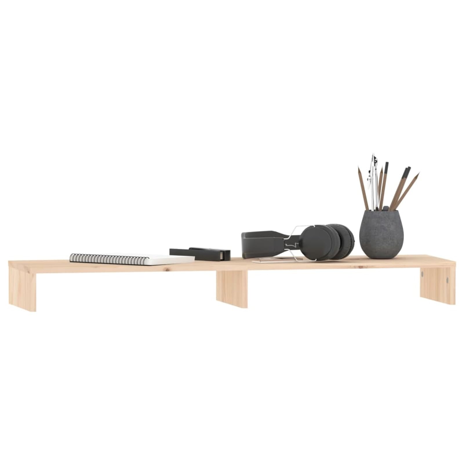 Supporto per monitor, 100 x 27 x 10 cm, in legno massello di pino | Legno di pino massiccio, robusto telaio in legno, altezza ergonomica del monitor, spazio per tastiera e dispositivi