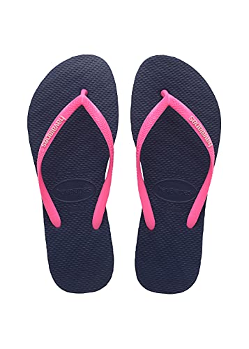 Chinelo Slim Logo Pop-Up, Havaianas, Feminino, Marinho/Rosa, 33/34