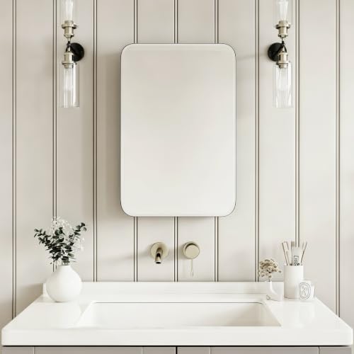 Image of AGDULL Medicine Cabinet with Frameless Mirror, 14 inchx18 inch Wood Cabinet Box