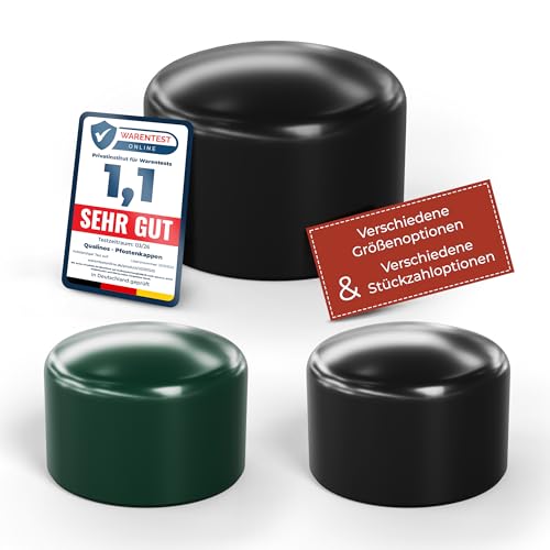 Qualinos 10x Pfostenkappe 42 mm schwarz Zaunpfostenkappe für Rundrohr Zaunpfosten und Metallpfosten Rohrkappe Abdeckkappe für Maschendrahtzaun mit Kragen LDPE UV-stabilisiert Made in Germany