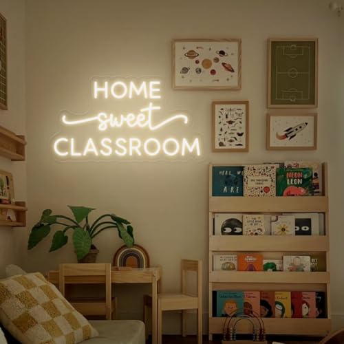 Image of Home Sweet Classroom Neon Sign Classroom Door Hanger Teacher Christmas Gift Teacher Sign Light for Teachers, Back to School Gifts, Classroom Decor