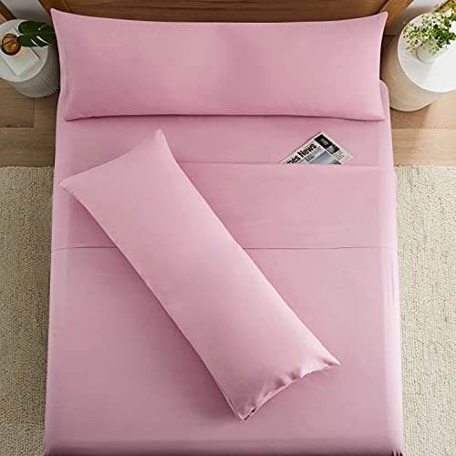 Siinvdabzx 2 Pcs Body Pillow Covers, 20" X 54" Body Pillow Cases, 100% Brushed Microfiber Body Pillowcases With Envelope Closure (Pink) #TOP2