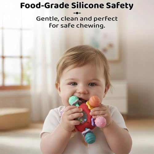 Image of StarAndDaisy Soft Baby Teether and Teeth Rattle Ball Toys for Infants & Toddlers (MBall Teether SkyBlue)