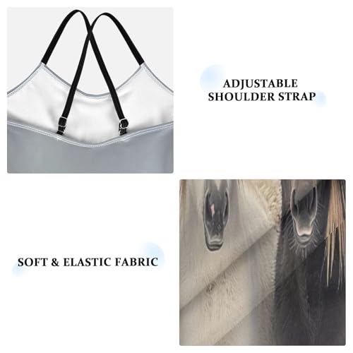 Kids Swim Suits Beach Apparel 3-10 Y with Adjustable Shoulder Strap, Cute Winter Horses3