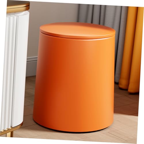 Bote de basura rectangular con tapa presionable naranja miniatura 7