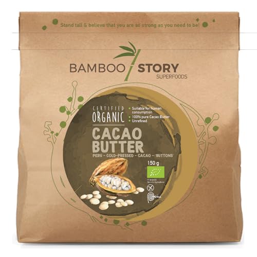 NIEUWE | Cacaoboter | BAMBOO STORY | Wafels | Koud Geperst | Criollo | Bio | Peruaans | 150g | 100% Puur | Cacao Butter