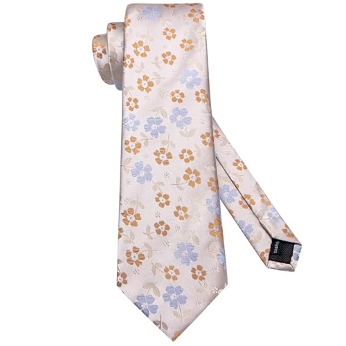 Image of Hi-Tie 70 inches Ties for Men Silk Extra Long Necktie and Pocket Square Cufflinks Set Men Big and Tall Tie Business