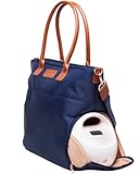 Sarah Wells Abby Breast Pump Bag with Real Leather Straps (Navy)