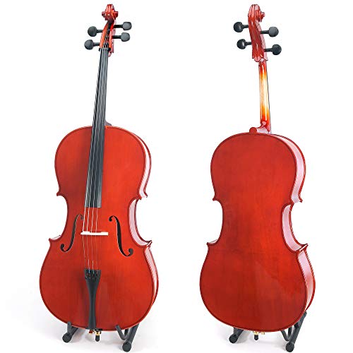 image for Cecilio Size 4/4 (Full Size) Student Cello with Hard & Soft Case, Stan