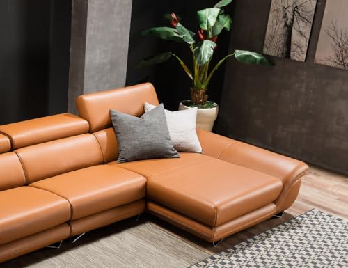 Image of Fabrique Matura Leatherette Lsahpe 4 Seater Diligent Sofa Set | Living Room Bedroom Office & Home | Premium Luxuries Comforatble Soft & Smooth | Easy to Move With Moveable Headrest | Honey Brown | LHS