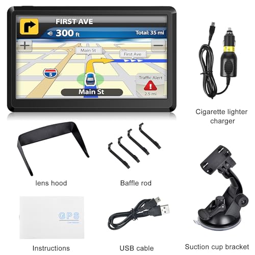 Image of GPS Navigator for Car, 2026 Map 7 inch Touch Screen Car GPS 256-16GB, Voice Turn Direction Guidance, Support Speed and Red Light Warning, North America Lifetime map Free Update(Dark)