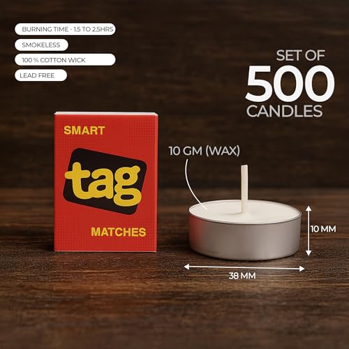 Image of Floryn Decor Unscented White Tealight Candles | Paraffin Wax | Smokeless, Lead-Free Cotton Wick | Long Burning Time -2-3 hrs. | Perfect for Decoration, Festivals, Weddings, |10 Grams Each. 500 Pcs