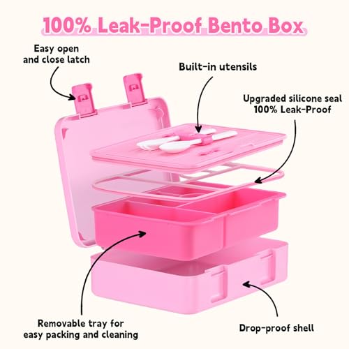 Image of rockpapa 5.5 Cups Bento Lunch Box for Kids, 5-Compartment, Unicorn