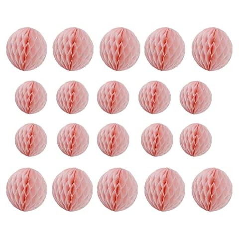 ZGjoy 20pcs Honeycomb Flower Balls Party Honeycomb Balls Decoration Paper Flower Balls Tissue Paper Flower Ball Pom Poms Ball for Baby Shower Birthday Wedding Home Decor(3in+6in, Baby Pink) Cover