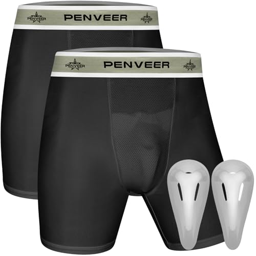 Youth Compression Shorts with Protective Cup - Boys Cup Underwear with Cup, Boys Compression Shorts