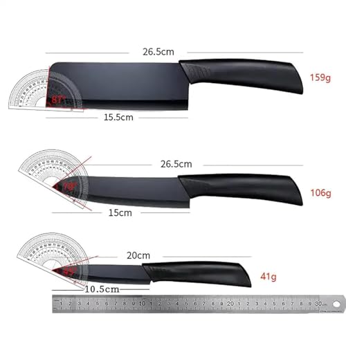 Image of Professional Kitchen Knife Set, 3-Piece Black Chef Knives with Cover Ergonomic Handles Sharp Manual Sharpening for Home Kitchen & Restaurant (Dark Black)