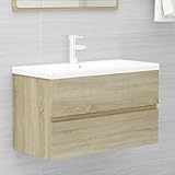 Xichuzi Armario Lavabo Madera contrachapada Roble Sonoma 80x38,5x45cm, Mueble Baño, Mueble Auxiliar Baño, Armario De Baño, Mueble Bajo, Mueble Lavabo - 804749