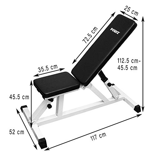 POWRX Fitnessbank voor gewichtheffen – multifunctionele bank voor spieropbouw – verstelbare rugleuning – schuimvulling en antislip onderkant - Image 6