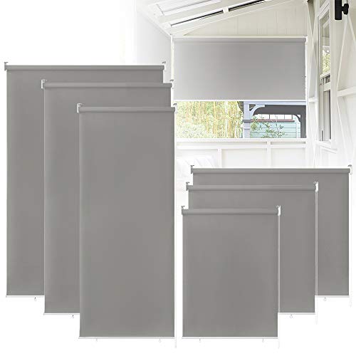 LZQ Senkrechtmarkise Balkonmarkise Sonnenschutz, UV-beständige Vertikalmarkise, Windschut und Sichtschutz, vertikal Sonnensegel für Balkon Terrasse, 140 x 140 cm, Grau