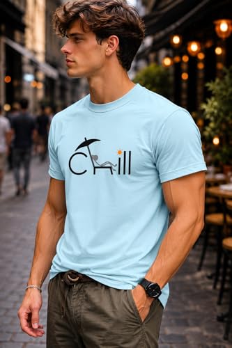 Image of INKKR Regular Fit Half Sleeves Round Neck Typographic Printed Cotton T-Shirt