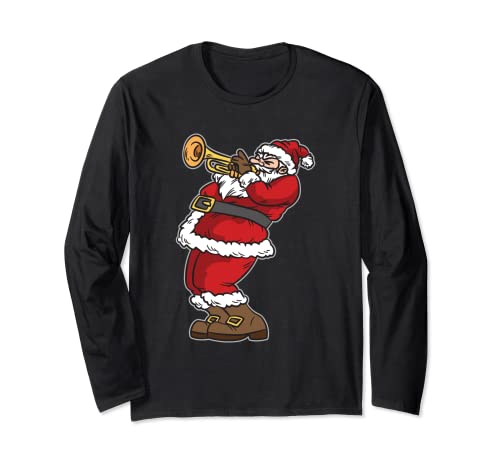 Babbo Natale suona la tromba o la cornetta a Natale. Per i musicisti per hobby e i direttori d'orchestra che suonano la tromba bassa o la scuola di musica a Natale suonando i canti di Natale. Come idea regalo per uomini, donne e bambini in ottone.